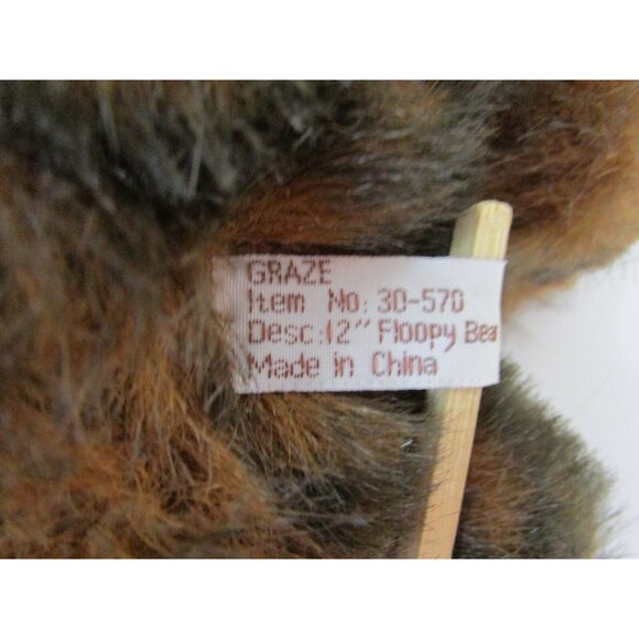 Graze Black & Brown Floppy Teddy Bear Toy 12" Lovey Soft Cub Plush HTF VTG 1996 - Picture 6 of 9